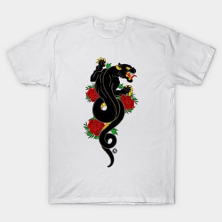 Black Panter & Roses T-Shirt